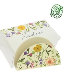 Bomboniere “Eco Friendly” Portatovaglioli Bamboo fantasia fiori, con fiala portaconfetti e scatola