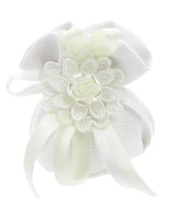 Bomboniere BUSTA BASE T. DENVER COT. GREZZO -BIANCO completo di Confetti e Bigliettino