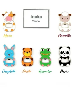 Bomboniere Apribottiglie Magnete INOKA a scelta: Elefantino, Mucca, Pecorella, Koala, Cagnolino, Coniglietto, Orsetto, Ranocchio, Panda, Gattino