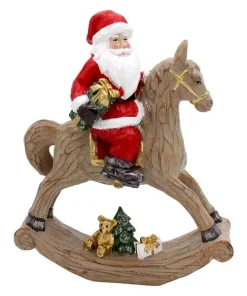 Babbo Natale su cavallo a dondolo 30CM