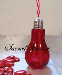 Bomboniere Contenitore LAMPADINA ROSSA in vetro con cannuccia