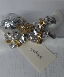 Bomboniere Angioletto Argentato Segnaposto con Tag personalizzato