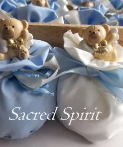 BOMBONIERA TENERO ORSETTO COMPLETO DI SACCHETTO PUFF COLORE A SCELTA